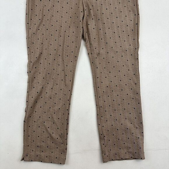 Chico's Brown Herringbone Polka Dot Pull On Straight Leg Pants 16R (3R) Stretch - Picture 3 of 10